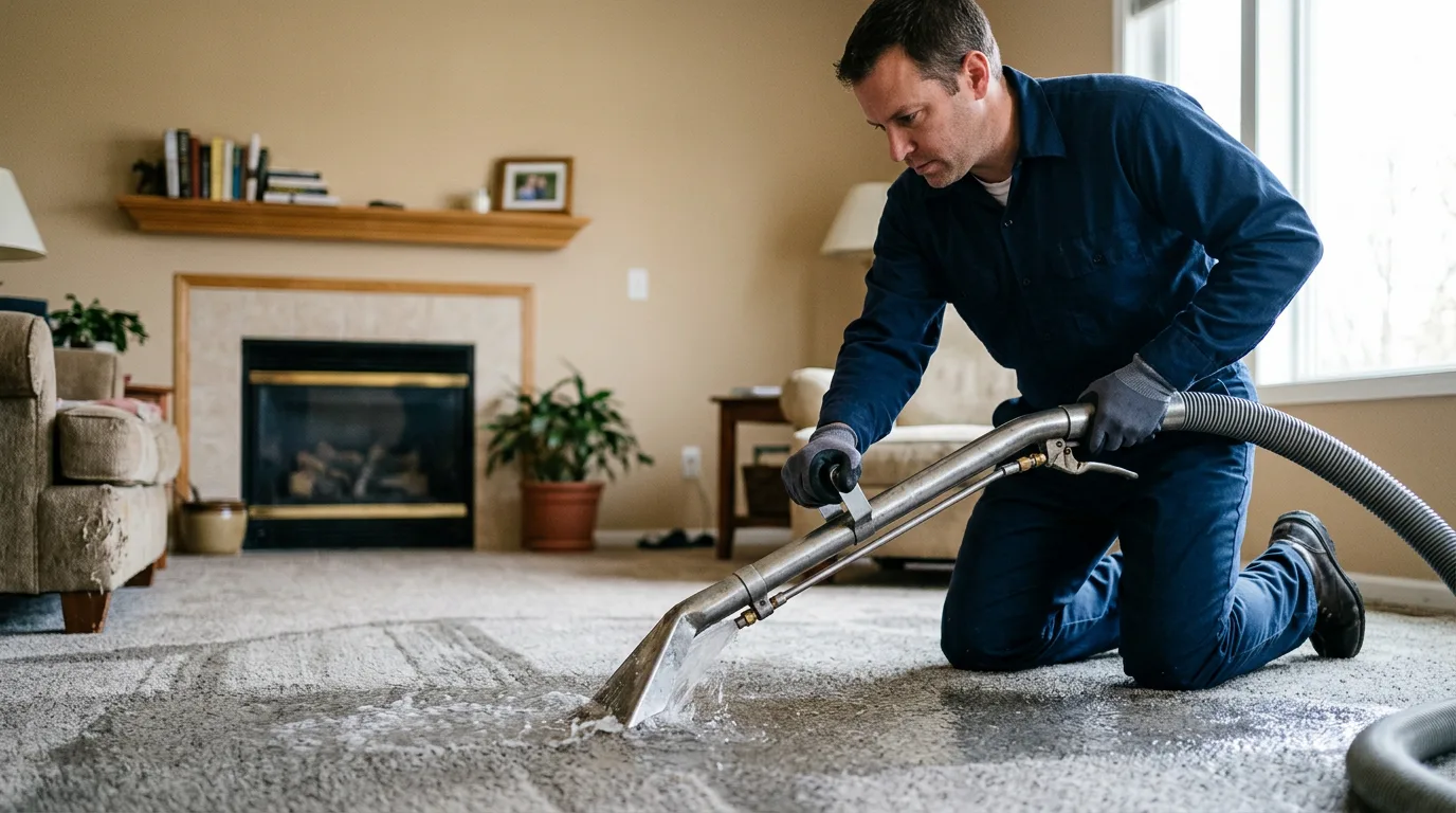 Water damage restoration technician working near Farmingdale, NJ